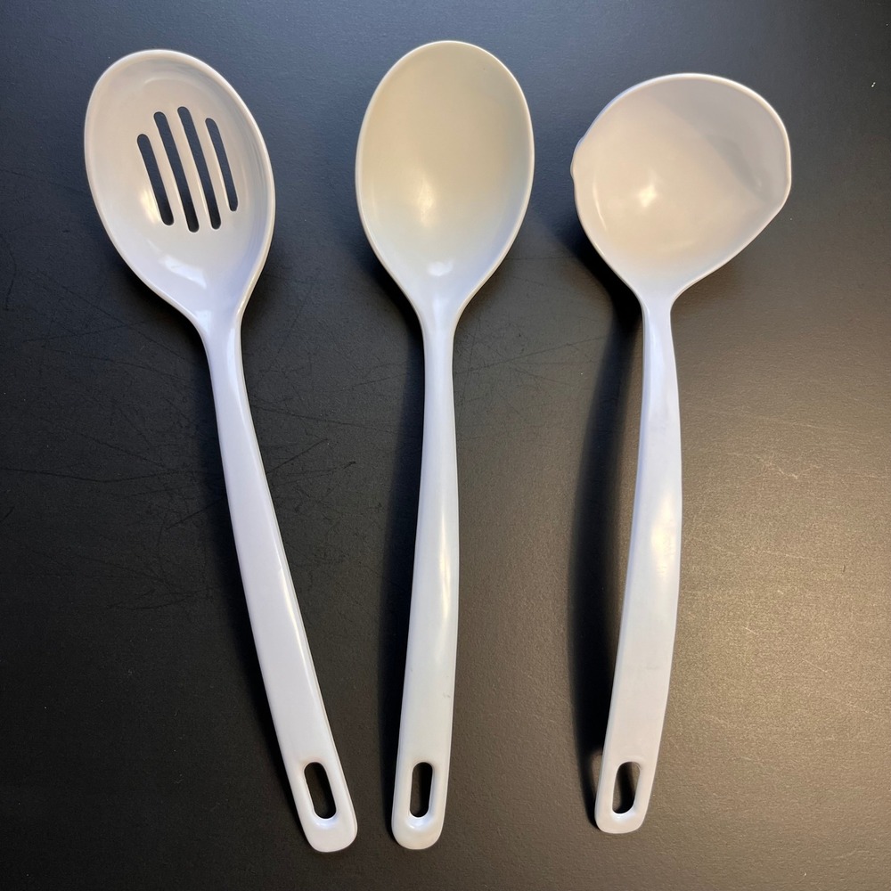 VTG Melamine Ware Cooking Utensils‎ Lot of 3 White Kitchen Durable Grandmacore